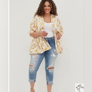 Torrid Ruffle kimono floral yellow Size OX